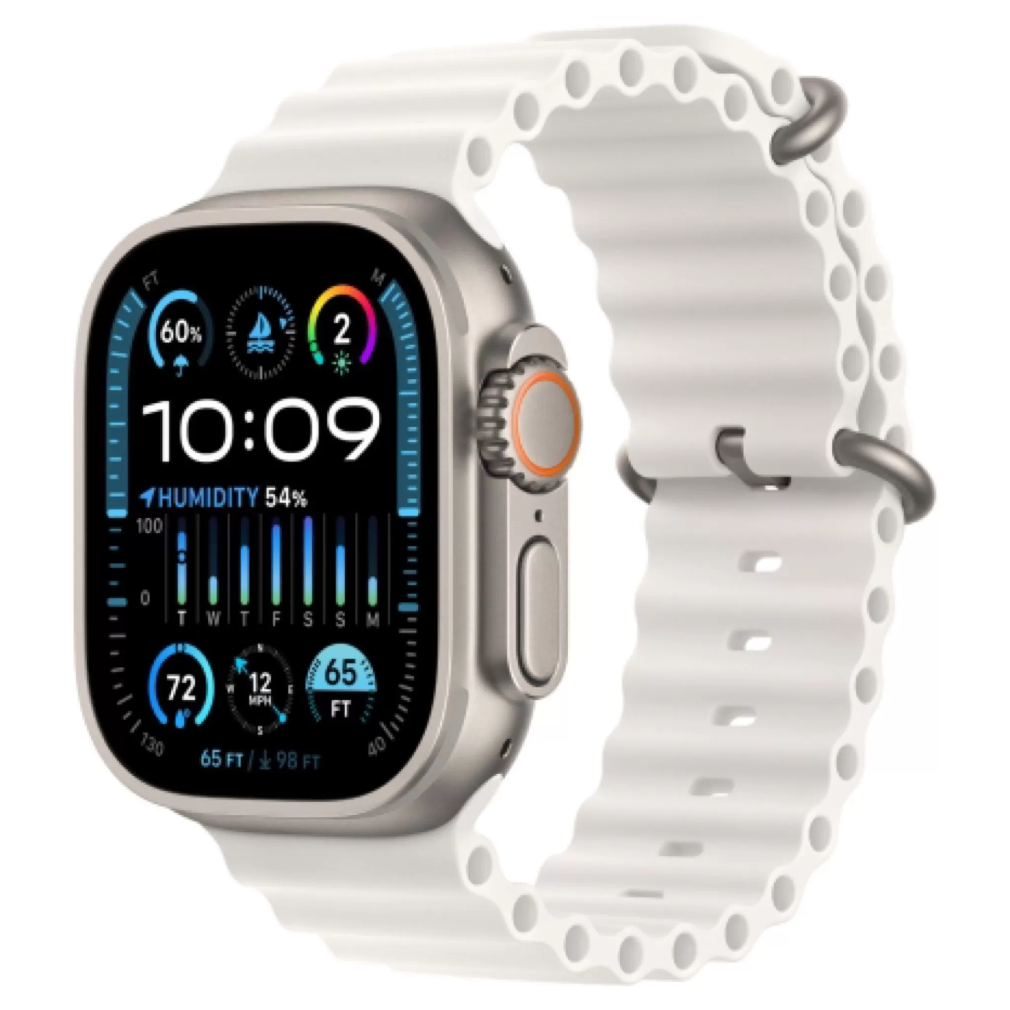 Apple Watch Ultra 2 49 мм, ремешок Ocean белого цвета