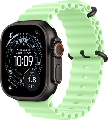 Apple Watch Ultra 3 49 мм, корпус из черного титана, ремешок Ocean неоново-зеленого цвета